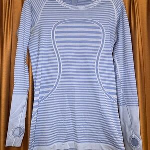 lululemon athletica Blue Fitted Hoodie with Ribbed Details